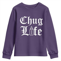 Chug Life Funny Baby Milk Bottle Graphic Youth Sweatshirt Hip Hop Parody Milestone Gift