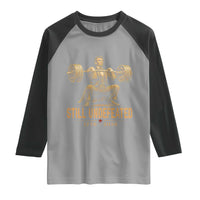 Funny Abraham Lincoln Squatting Barbell Semiquincentennial Raglan Shirt Still Undefeated 1776 to 2026 Muscular President Gym Bodybuilder