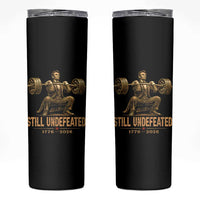 Funny Abraham Lincoln Squatting Barbell Semiquincentennial Skinny Tumbler Still Undefeated 1776 to 2026 Muscular President Gym Bodybuilder