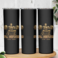 Funny Abraham Lincoln Squatting Barbell Semiquincentennial Skinny Tumbler Still Undefeated 1776 to 2026 Muscular President Gym Bodybuilder
