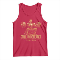 Funny Abraham Lincoln Squatting Barbell Semiquincentennial Tank Top Still Undefeated 1776 to 2026 Muscular President Gym Bodybuilder