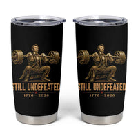 Funny Abraham Lincoln Squatting Barbell Semiquincentennial Tumbler Cup Still Undefeated 1776 to 2026 Muscular President Gym Bodybuilder
