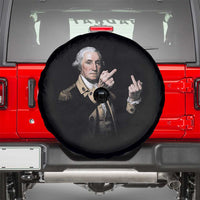 Funny George Washington Middle Fingers Rebel Portrait Spare Tire Cover Edgy Classic Oil Painting Parody Patriotic Humor Graphic