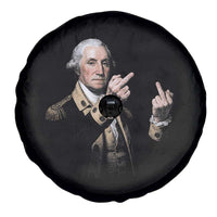 Funny George Washington Middle Fingers Rebel Portrait Spare Tire Cover Edgy Classic Oil Painting Parody Patriotic Humor Graphic