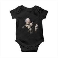 Funny George Washington Middle Fingers Rebel Portrait Baby Onesie Edgy Classic Oil Painting Parody Patriotic Humor Graphic