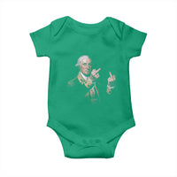 Funny George Washington Middle Fingers Rebel Portrait Baby Onesie Edgy Classic Oil Painting Parody Patriotic Humor Graphic
