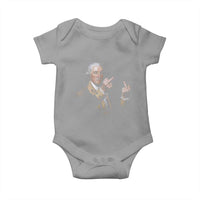 Funny George Washington Middle Fingers Rebel Portrait Baby Onesie Edgy Classic Oil Painting Parody Patriotic Humor Graphic