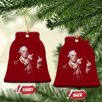 Funny George Washington Middle Fingers Rebel Portrait Ceramic Ornament Edgy Classic Oil Painting Parody Patriotic Humor Graphic