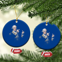 Funny George Washington Middle Fingers Rebel Portrait Ceramic Ornament Edgy Classic Oil Painting Parody Patriotic Humor Graphic