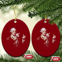 Funny George Washington Middle Fingers Rebel Portrait Ceramic Ornament Edgy Classic Oil Painting Parody Patriotic Humor Graphic