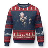 Funny George Washington Middle Fingers Rebel Portrait Ugly Christmas Sweater Edgy Classic Oil Painting Parody Patriotic Humor Graphic