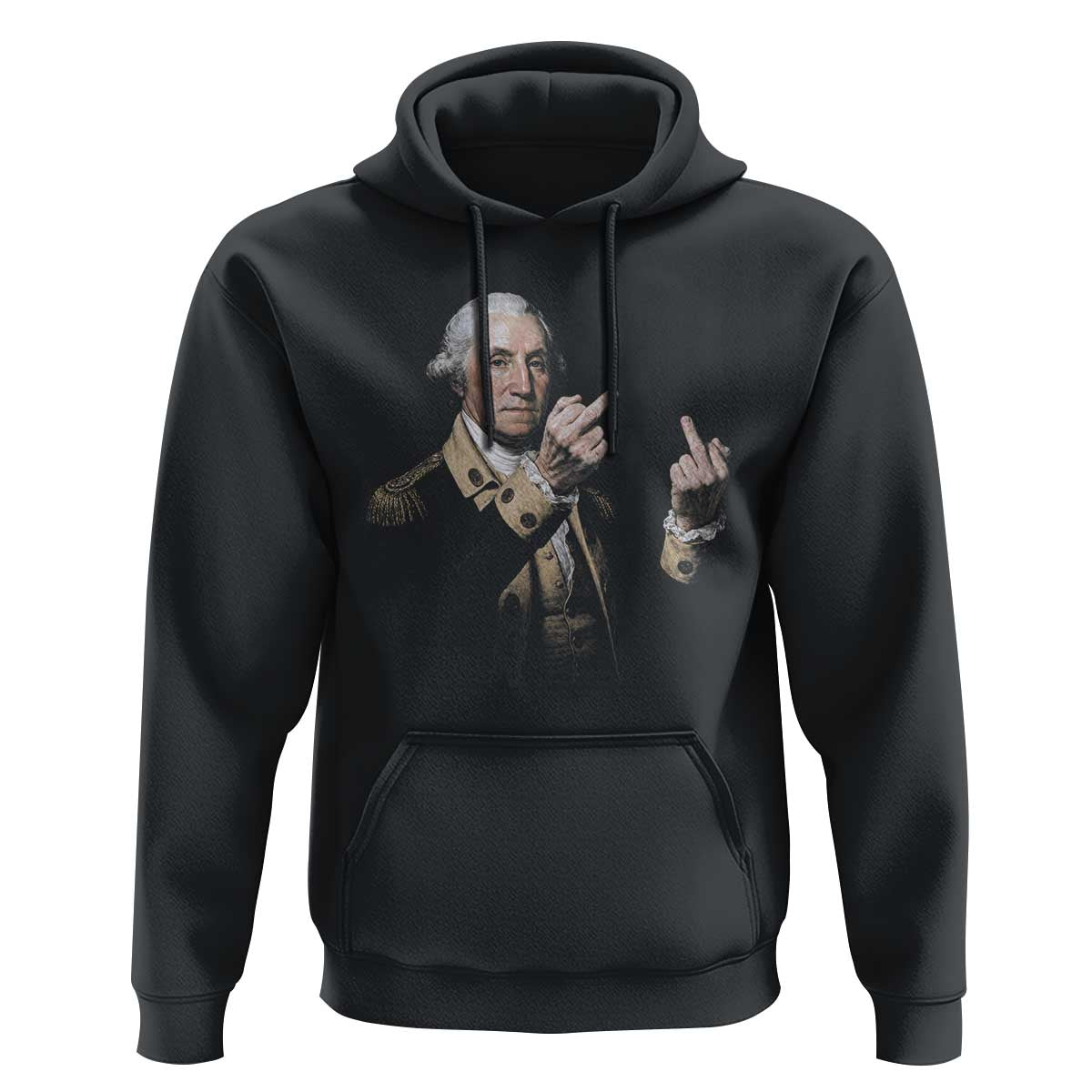 Funny George Washington Middle Fingers Rebel Portrait Hoodie Edgy Classic Oil Painting Parody Patriotic Humor Graphic