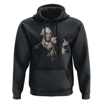 Funny George Washington Middle Fingers Rebel Portrait Hoodie Edgy Classic Oil Painting Parody Patriotic Humor Graphic