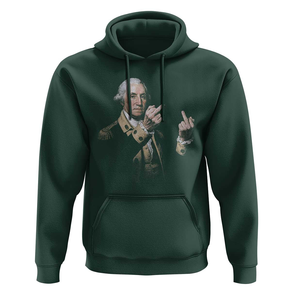 Funny George Washington Middle Fingers Rebel Portrait Hoodie Edgy Classic Oil Painting Parody Patriotic Humor Graphic