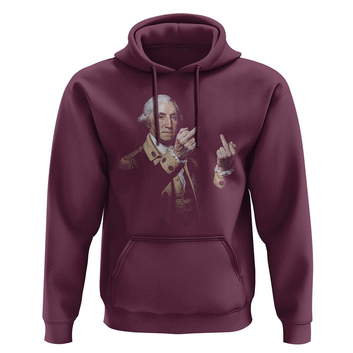 Funny George Washington Middle Fingers Rebel Portrait Hoodie Edgy Classic Oil Painting Parody Patriotic Humor Graphic