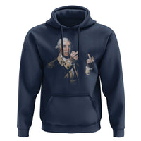 Funny George Washington Middle Fingers Rebel Portrait Hoodie Edgy Classic Oil Painting Parody Patriotic Humor Graphic