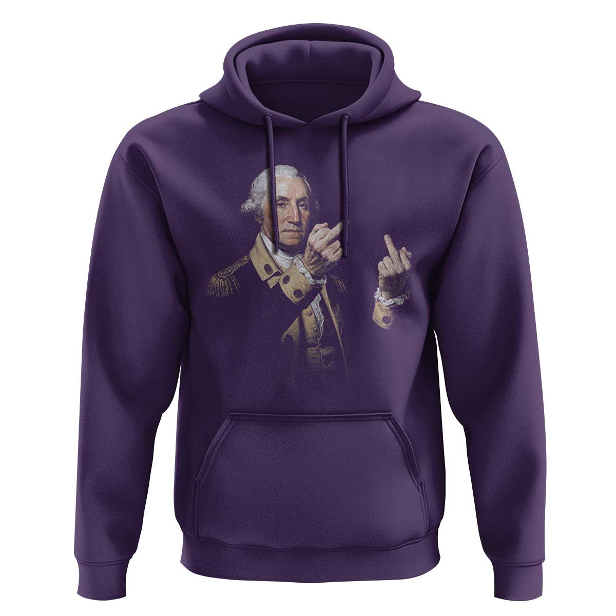 Funny George Washington Middle Fingers Rebel Portrait Hoodie Edgy Classic Oil Painting Parody Patriotic Humor Graphic