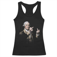 Funny George Washington Middle Fingers Rebel Portrait Racerback Tank Top Edgy Classic Oil Painting Parody Patriotic Humor Graphic