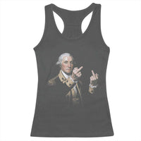 Funny George Washington Middle Fingers Rebel Portrait Racerback Tank Top Edgy Classic Oil Painting Parody Patriotic Humor Graphic