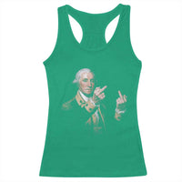 Funny George Washington Middle Fingers Rebel Portrait Racerback Tank Top Edgy Classic Oil Painting Parody Patriotic Humor Graphic