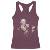 Funny George Washington Middle Fingers Rebel Portrait Racerback Tank Top Edgy Classic Oil Painting Parody Patriotic Humor Graphic