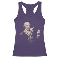 Funny George Washington Middle Fingers Rebel Portrait Racerback Tank Top Edgy Classic Oil Painting Parody Patriotic Humor Graphic
