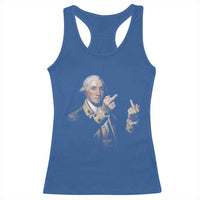 Funny George Washington Middle Fingers Rebel Portrait Racerback Tank Top Edgy Classic Oil Painting Parody Patriotic Humor Graphic