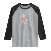 Funny George Washington Middle Fingers Rebel Portrait Raglan Shirt Edgy Classic Oil Painting Parody Patriotic Humor Graphic