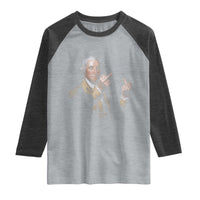 Funny George Washington Middle Fingers Rebel Portrait Raglan Shirt Edgy Classic Oil Painting Parody Patriotic Humor Graphic