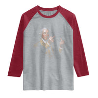 Funny George Washington Middle Fingers Rebel Portrait Raglan Shirt Edgy Classic Oil Painting Parody Patriotic Humor Graphic