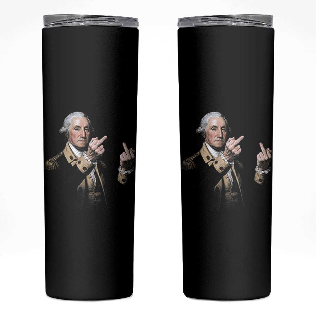 Funny George Washington Middle Fingers Rebel Portrait Skinny Tumbler Edgy Classic Oil Painting Parody Patriotic Humor Graphic