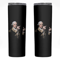 Funny George Washington Middle Fingers Rebel Portrait Skinny Tumbler Edgy Classic Oil Painting Parody Patriotic Humor Graphic