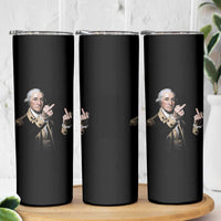 Funny George Washington Middle Fingers Rebel Portrait Skinny Tumbler Edgy Classic Oil Painting Parody Patriotic Humor Graphic