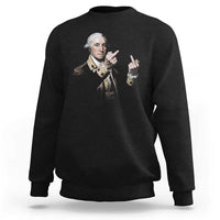 Funny George Washington Middle Fingers Rebel Portrait Sweatshirt Edgy Classic Oil Painting Parody Patriotic Humor Graphic