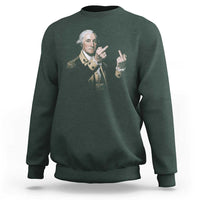 Funny George Washington Middle Fingers Rebel Portrait Sweatshirt Edgy Classic Oil Painting Parody Patriotic Humor Graphic