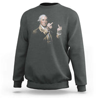 Funny George Washington Middle Fingers Rebel Portrait Sweatshirt Edgy Classic Oil Painting Parody Patriotic Humor Graphic