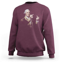 Funny George Washington Middle Fingers Rebel Portrait Sweatshirt Edgy Classic Oil Painting Parody Patriotic Humor Graphic