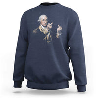 Funny George Washington Middle Fingers Rebel Portrait Sweatshirt Edgy Classic Oil Painting Parody Patriotic Humor Graphic