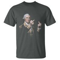 Funny George Washington Middle Fingers Rebel Portrait T Shirt Edgy Classic Oil Painting Parody Patriotic Humor Graphic