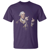 Funny George Washington Middle Fingers Rebel Portrait T Shirt Edgy Classic Oil Painting Parody Patriotic Humor Graphic