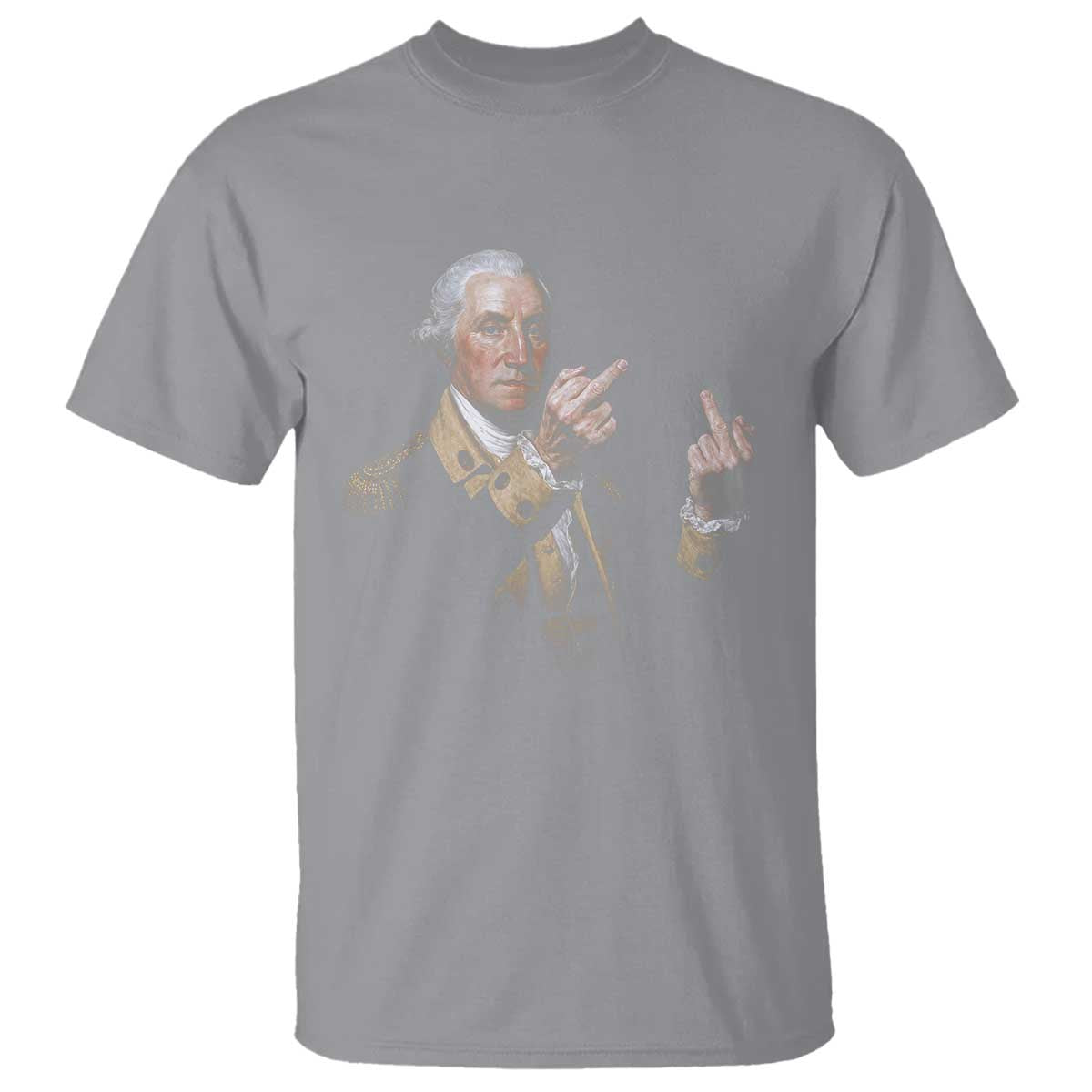 Funny George Washington Middle Fingers Rebel Portrait T Shirt Edgy Classic Oil Painting Parody Patriotic Humor Graphic