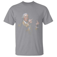 Funny George Washington Middle Fingers Rebel Portrait T Shirt Edgy Classic Oil Painting Parody Patriotic Humor Graphic