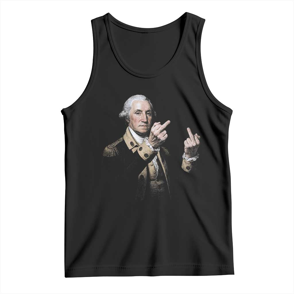 Funny George Washington Middle Fingers Rebel Portrait Tank Top Edgy Classic Oil Painting Parody Patriotic Humor Graphic
