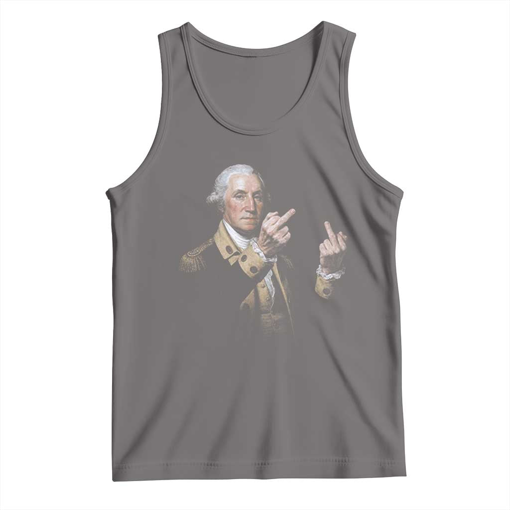 Funny George Washington Middle Fingers Rebel Portrait Tank Top Edgy Classic Oil Painting Parody Patriotic Humor Graphic