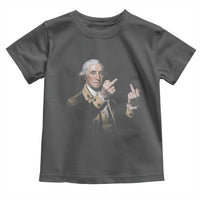 Funny George Washington Middle Fingers Rebel Portrait Toddler T Shirt Edgy Classic Oil Painting Parody Patriotic Humor Graphic