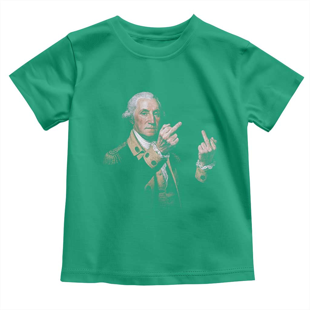 Funny George Washington Middle Fingers Rebel Portrait Toddler T Shirt Edgy Classic Oil Painting Parody Patriotic Humor Graphic