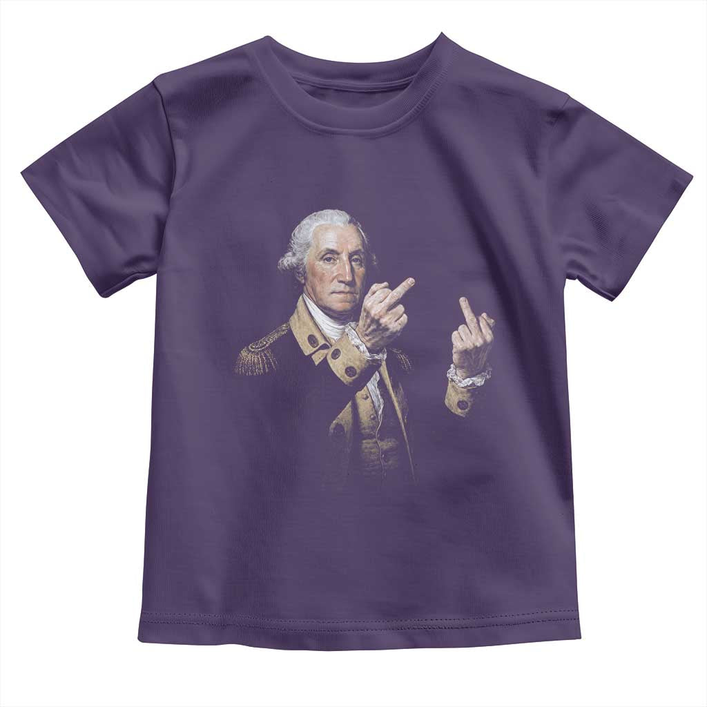 Funny George Washington Middle Fingers Rebel Portrait Toddler T Shirt Edgy Classic Oil Painting Parody Patriotic Humor Graphic