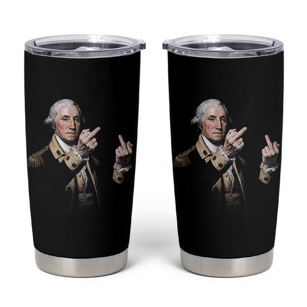 Funny George Washington Middle Fingers Rebel Portrait Tumbler Cup Edgy Classic Oil Painting Parody Patriotic Humor Graphic