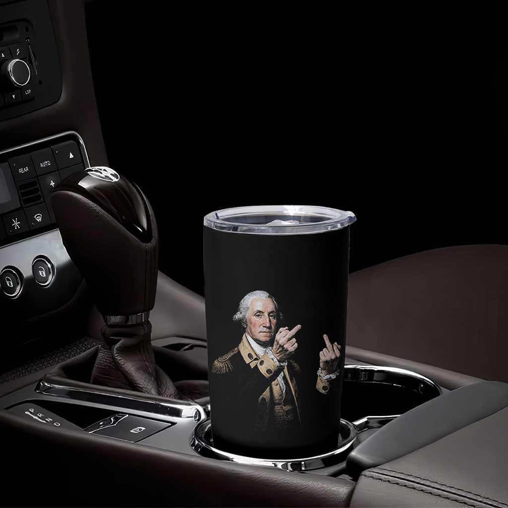 Funny George Washington Middle Fingers Rebel Portrait Tumbler Cup Edgy Classic Oil Painting Parody Patriotic Humor Graphic