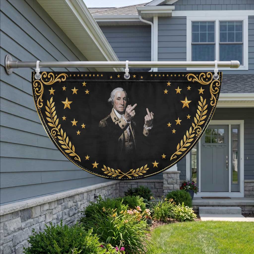 Funny George Washington Middle Fingers Rebel Portrait Patriotic Fan Flag Edgy Classic Oil Painting Parody Humor Graphic
